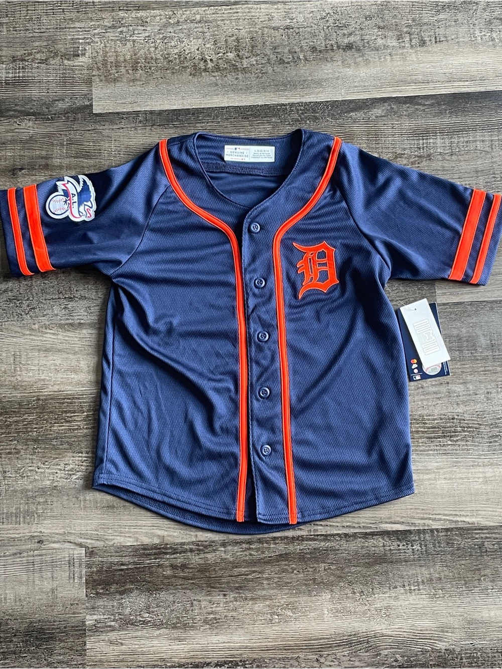 Detroit Tigers Kids Large Navy & Orange Baseball Jersey